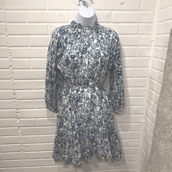 Apiece Apart Victoria Mock Dress Navy Blue Potpourri Sz Floral Ruffle Mini Slip - Picture 4 of 16